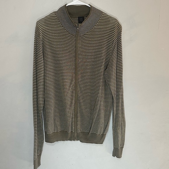 Saks 5th Ave Olive Green Full Zip Knit Linen Lightweight Jacket - Picture 1 of 8